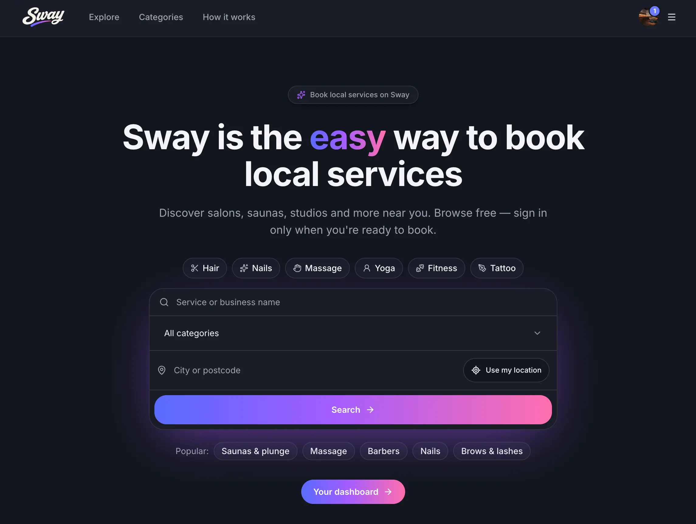 Sway app in dark theme