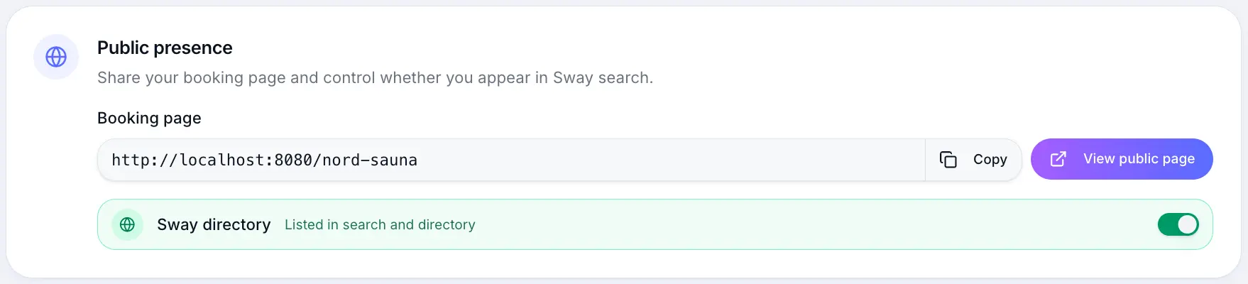 Copy booking page URL