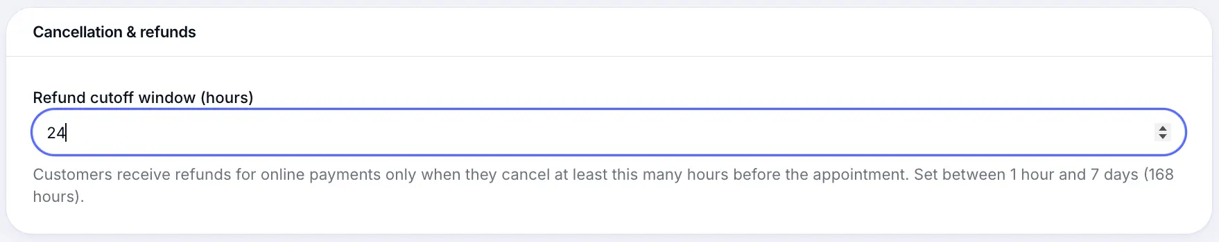 Setting refund cutoff hours value