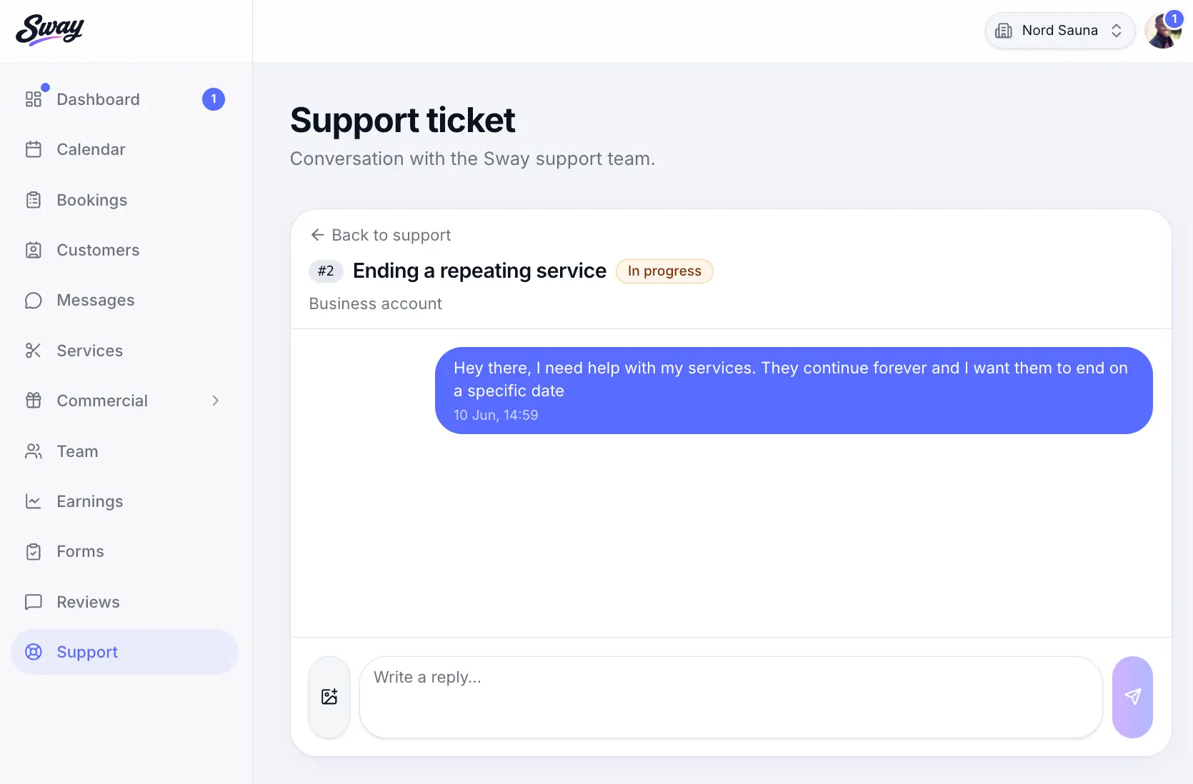 New support ticket form