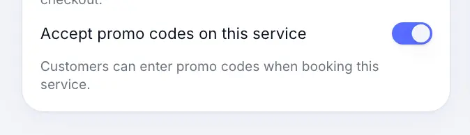 Discount codes enabled on a service
