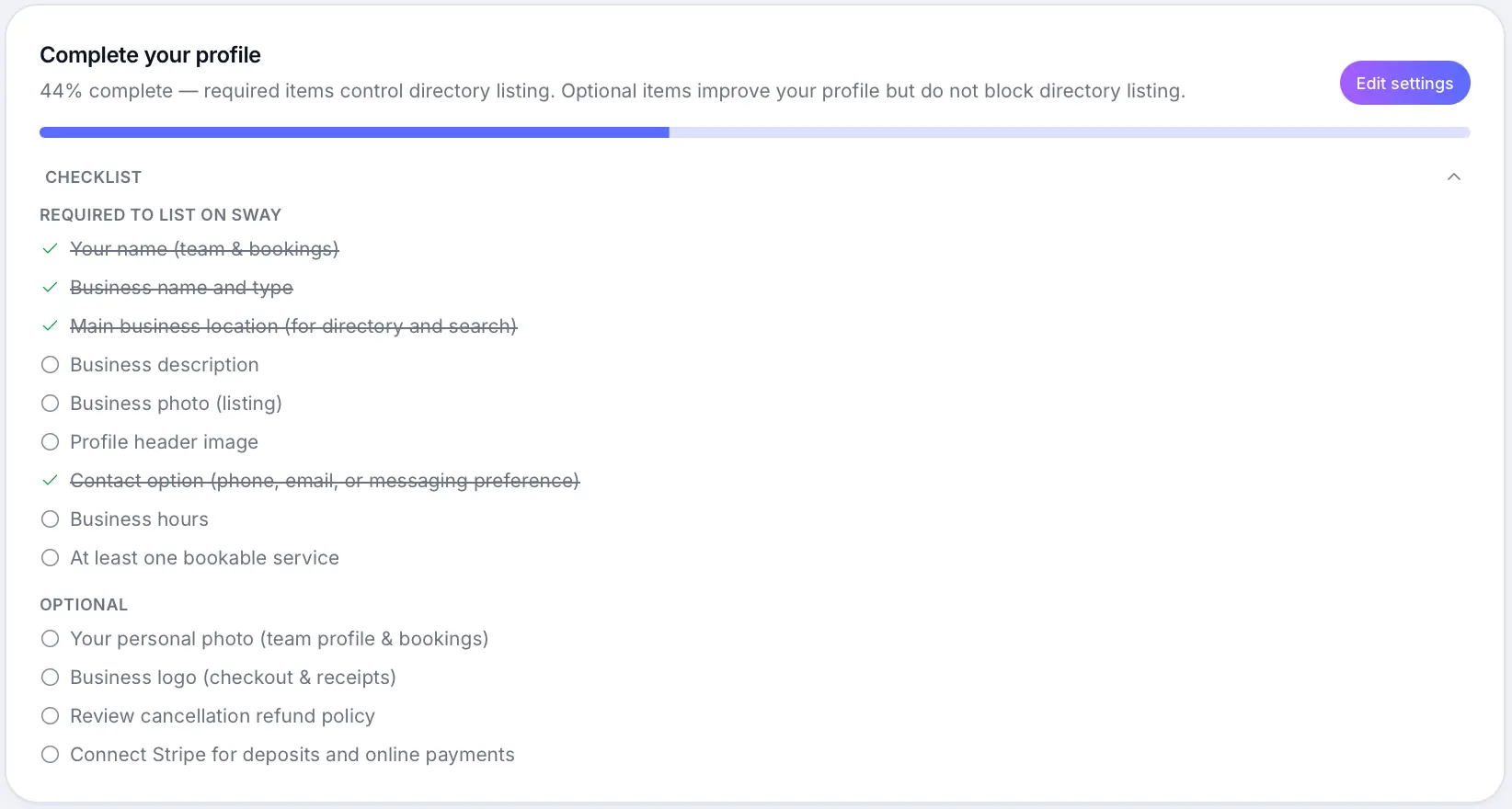 Public booking page ready for customers