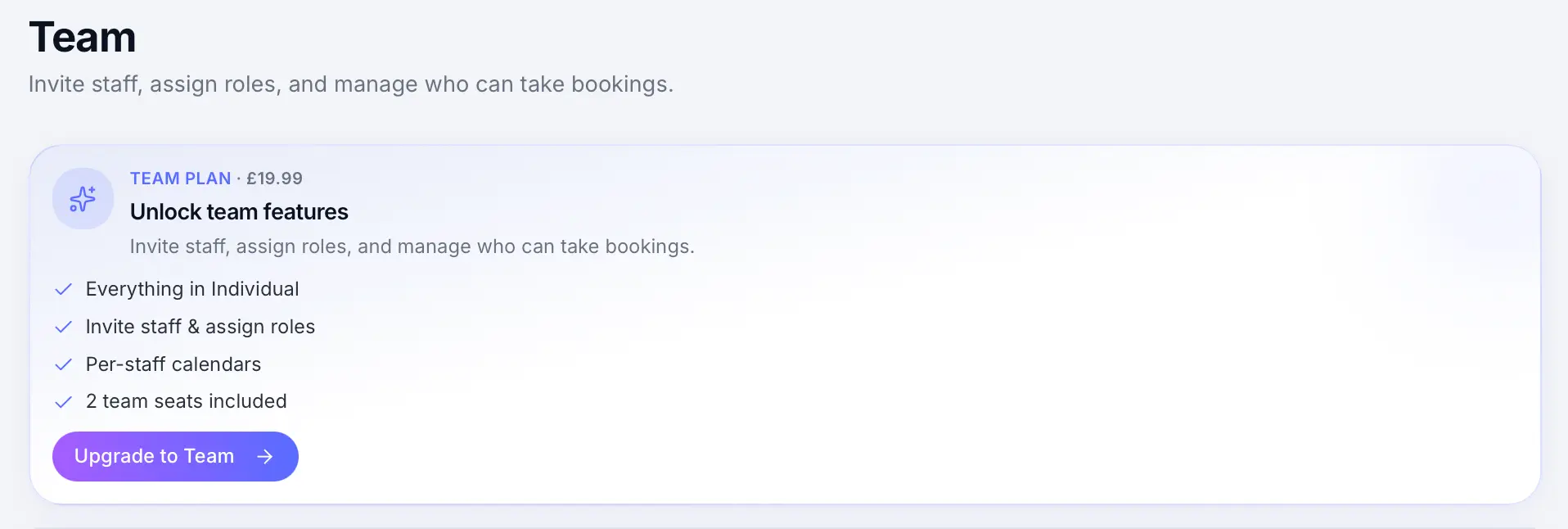 Feature locked message showing required plan