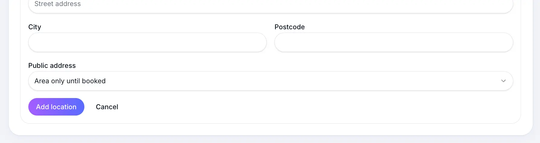Area only public address option selected
