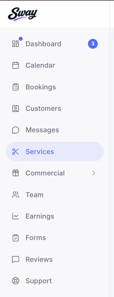 Navigate to Services in the business sidebar