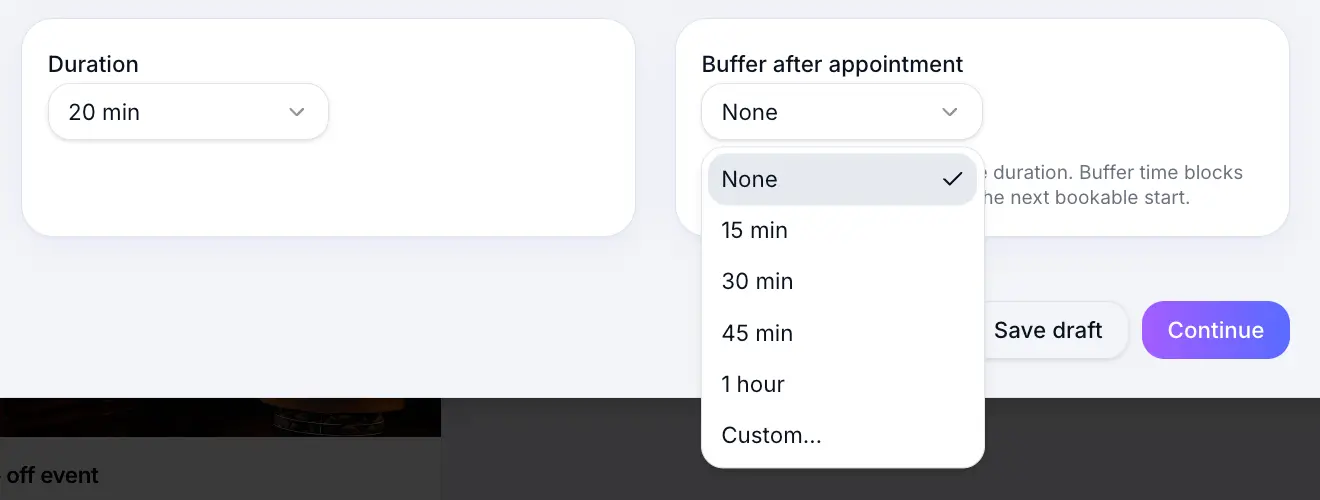Buffer period configured on service