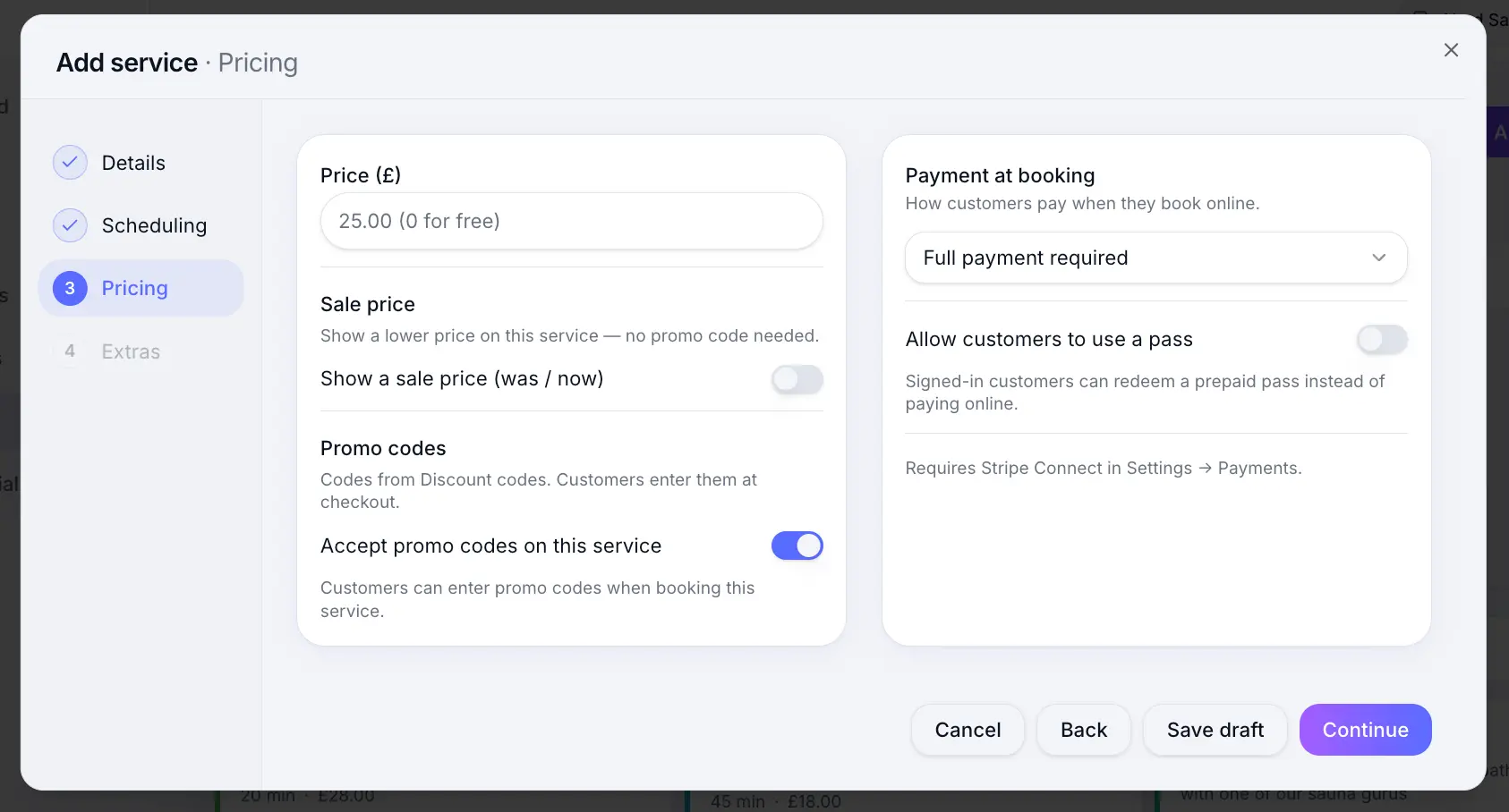 Service pricing fields