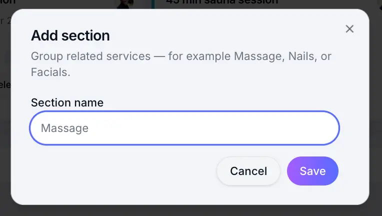 Create a new service section