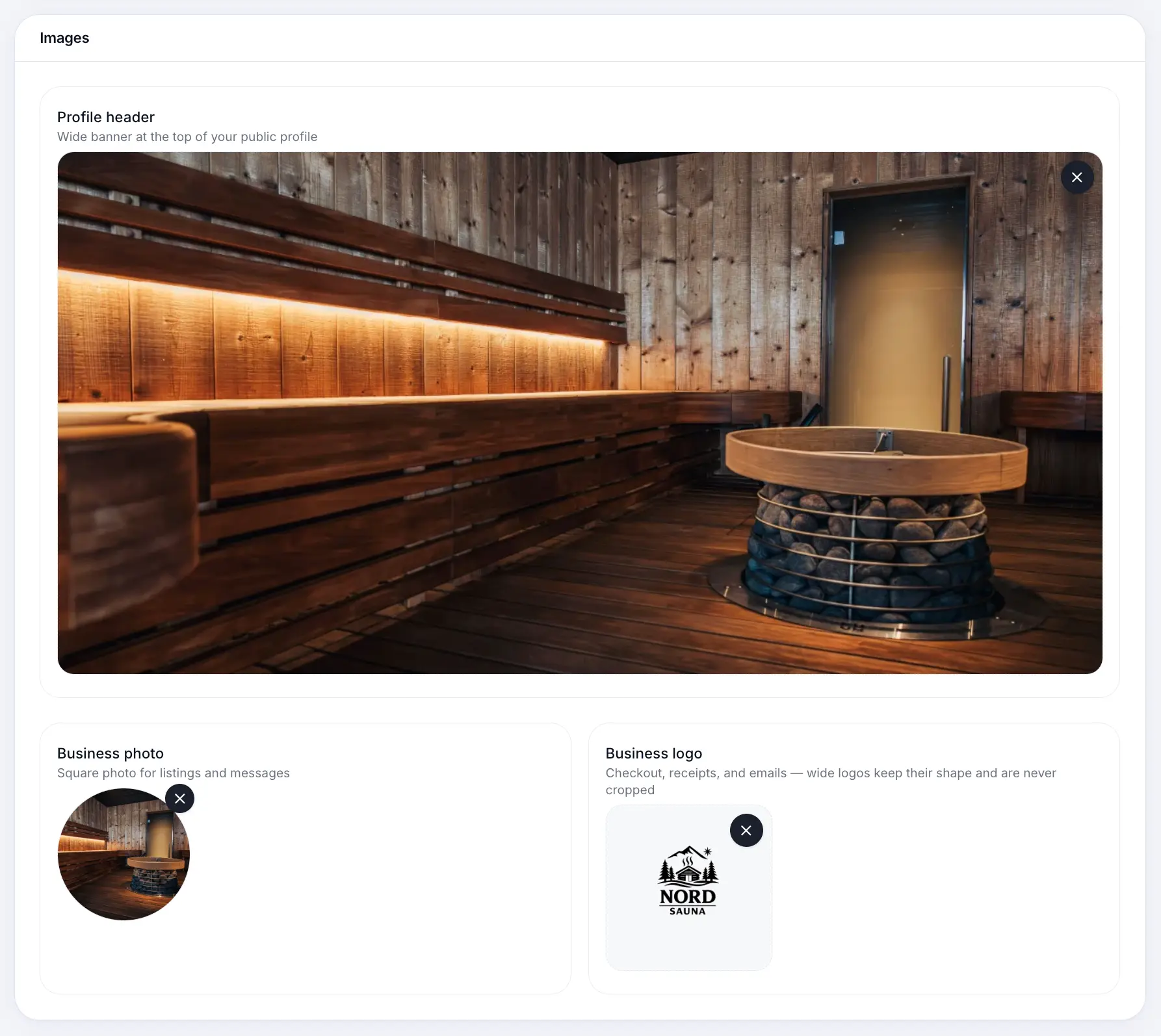 Business logo and cover photo upload