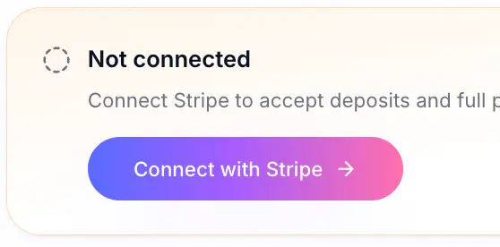 Connect with Stripe button on Payments settings