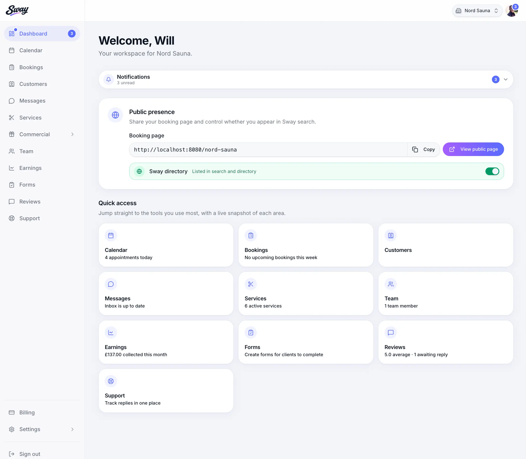 Sway workspace switcher with business and personal workspaces